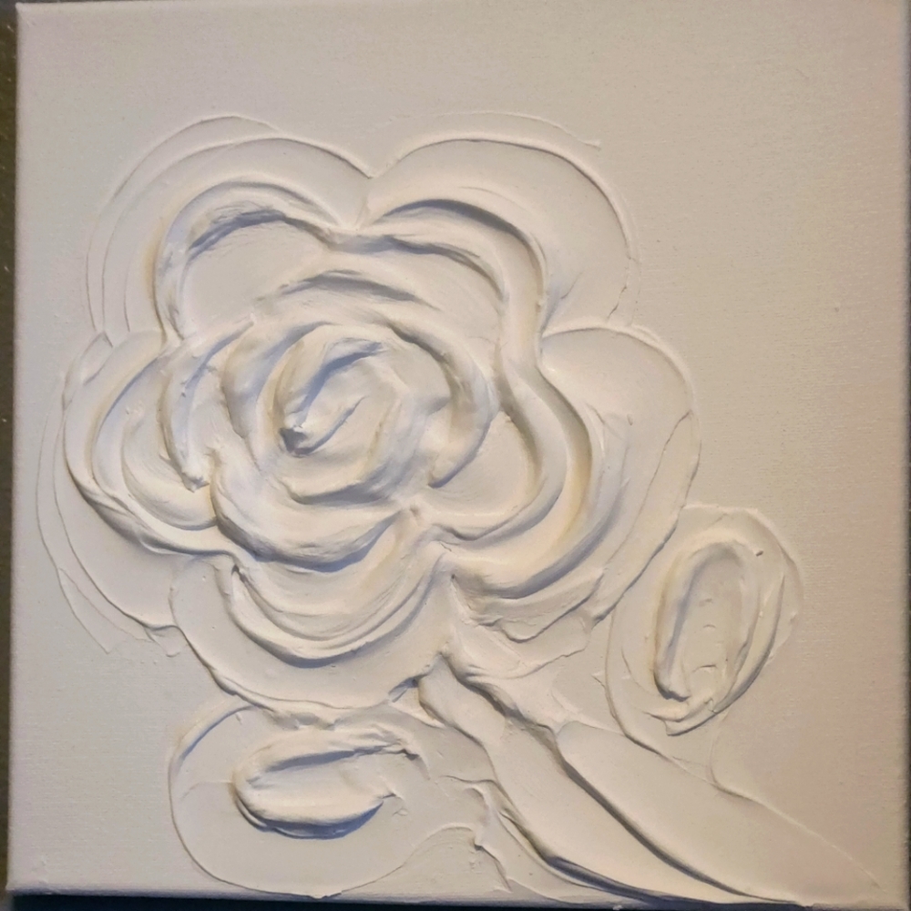 10 x 10 acrylic white sculpted canvas painting